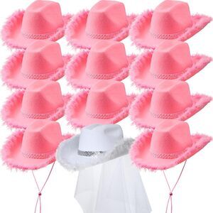 4756 12 Pcs Women Cowgirl Cowboy Hats Bachelorette Cowboy Hats For Bridal